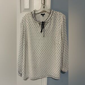 Talbots White Blouse with Black Dots